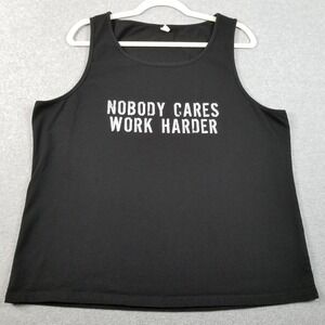 CHICYEA Tank Top Womens Large Black Nobody Cares Work Harder Graphic Gym Workout